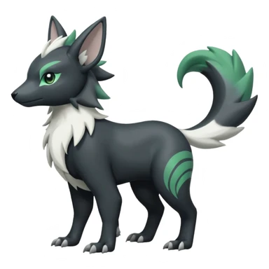 Shiny black with white, grey and green Linoone-Absol-Trico-Hybrid (Full body) sticker
