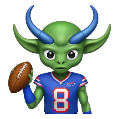 Alien wearing a buffalo bills jersey sticker