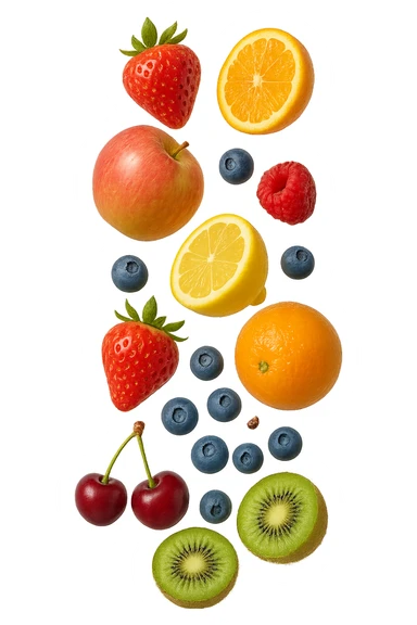frutta mista cade dall'alto verticalmente sticker