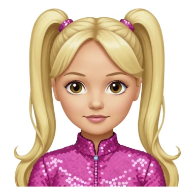 Emma Bunton from Spice Girls with long blonde two high ponytail hair, pink sequin outfit sticker
