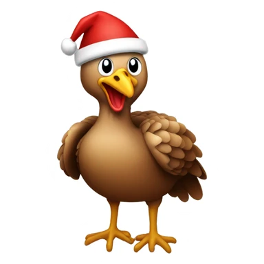 Turkey wearing Santa hat wrapped in Christmas lights sticker