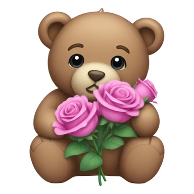  purple Teddy Bear holding  pink  roses sticker