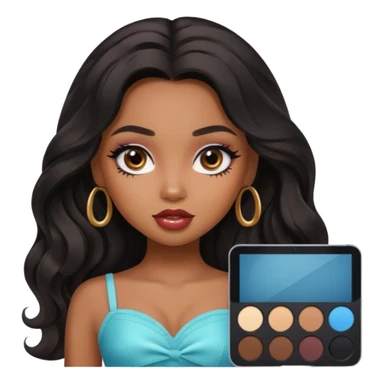 a pretty bratz brown girl with long wavy black color hair sticker