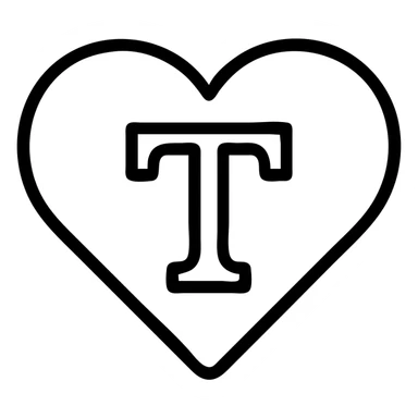 pink heart with a bold letter T in the center sticker