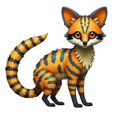 Rare warm-colored lush exotic edgy epic aesthetic gloomy spooky dark modern colorful cyber-Genet-Trico-species-Fakemon-hybrid-creature, with beautiful intricate markings, full body sticker