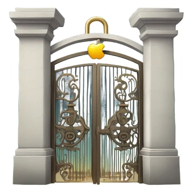  heaven's gate with giant padlock as apple ios emoji on white background sticker