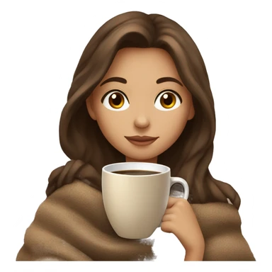 A beautiful girl with brown hair cozy with a nude blanket and a cup of coffee  sticker