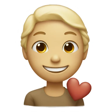 touching smiley holding a beige heart sticker