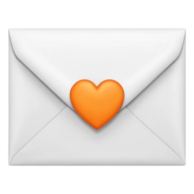 white envelop with small orange heart inside sticker