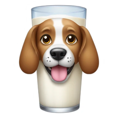 dog with glass drink milk sticker