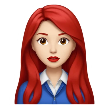 Brown Long Hair, Eyes Brown, Big lips Red, skin white, clothes sticker