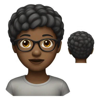 A black girl who wears glasses with a bowl haircut haïr black sticker