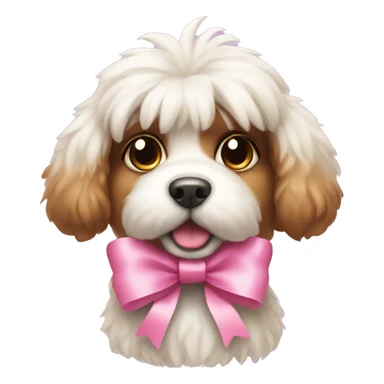 Cute fluffy dog with pink bow  sticker