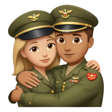 military man hugging his girlfriend sticker