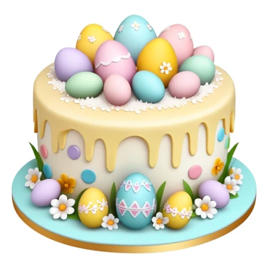 Traditional Easter cake with colorful eggs and decorations sticker