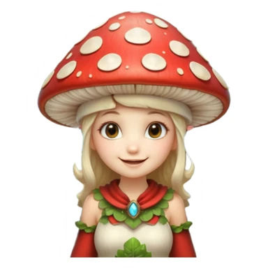 mushroom fairy portrait, head and shoulders only, wearing a large mushroom cap hat, tiny glowing wings visible behind shoulders, cute magical smile, forest fantasy vibe, 3D cartoon, mobile game icon style, clean background, no text, no watermark

 sticker