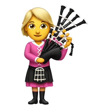 Hands holding lady in pink costume playing bagpipe  sticker