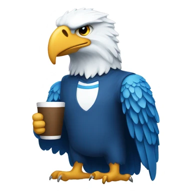 create a blue eagle holding a mug. sticker