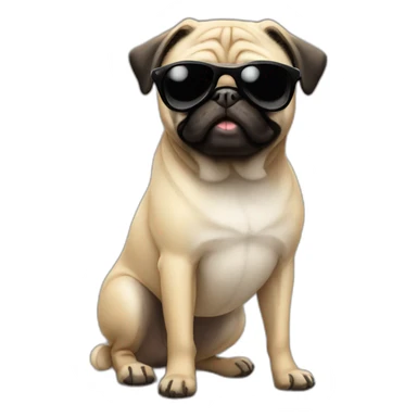A pug wearing a black moustache and black sunglasses   sticker