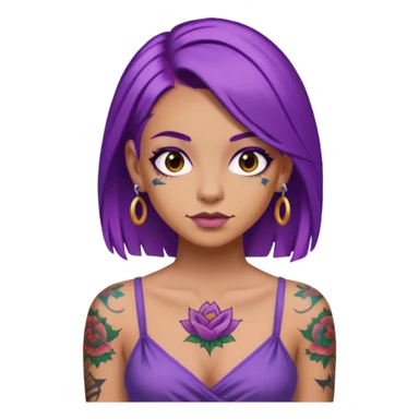 women with tatoos and hightlight that tatoos with purple hair and different color dresses sticker