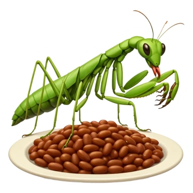 British praying mantis eating baked beans sticker