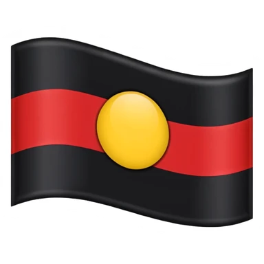 A wawy black and red rectangle with medium sized yellow circle in the middle flag sticker