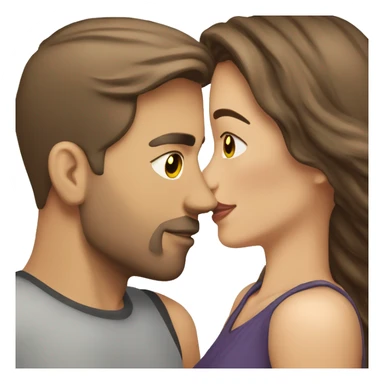 White skin brunette hair couple kissing  sticker