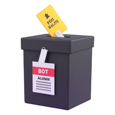 3D ballot box with Admin Bewerbungen sign sticker