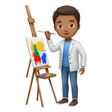 person painting a picture on an easel sticker