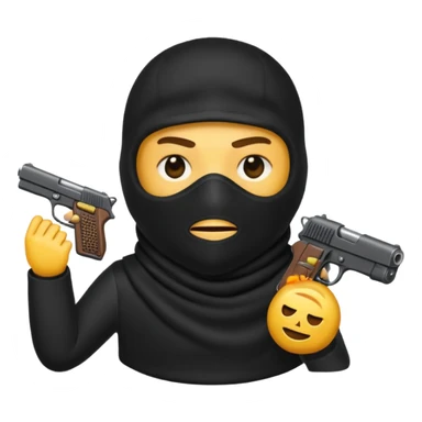 Un emoji con una balaclava negra con una pistola peine largo swicht sticker