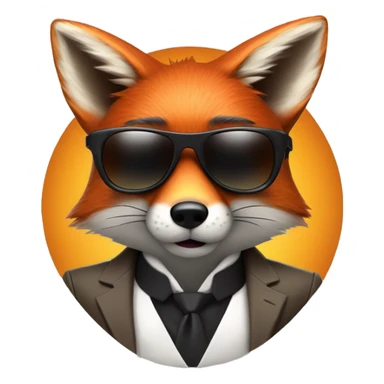 fox in smoking costume wearing sunglasses, secret agent vibes sticker