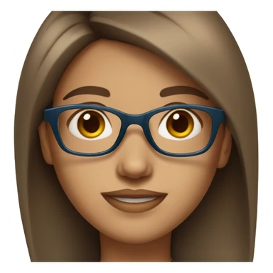 beautiful girl with blue glasses. Brown and medium height hair. brown eyes. sticker