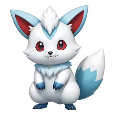 Shiny White Furry Snowy Ice-type Zangoose-Oshawott-Minccino-Emolga-Hybrid (Full body) sticker