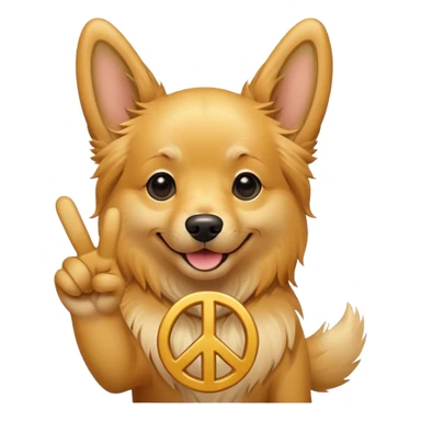 Dog holding a peace sign sticker