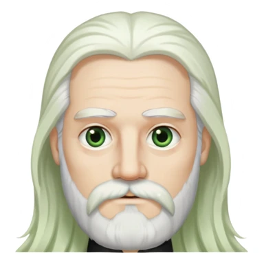 Long white-hair, parted in the middle Jaap with long white beard, and black eyebrows, and hazel green eyes sticker