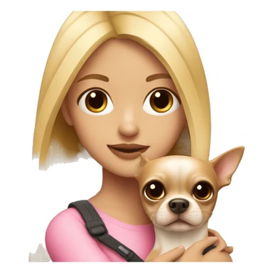 blonde girl with pink & dark brown chihuahua in her arms sticker