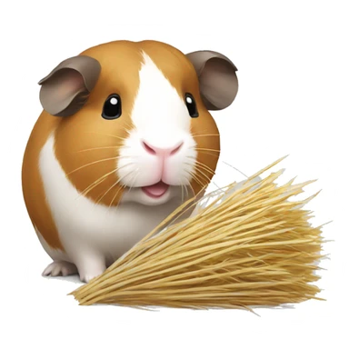Guineapig with a strand of long grass hay in his mouth sticker