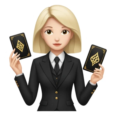 woman get suit and has tarot card sticker