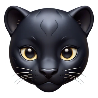 Cinematic Cute black Panther Portrait Emoji, Head tilted playfully and inquisitively, with a smooth, streamlined form accentuated by a subtle sheen and round, sparkling eyes filled with charm, Simplified yet irresistibly adorable features, highly detailed, glowing with a warm, inviting glow, high shine, affectionate and lively, stylized with a touch of whimsical mystery, bright and endearing, soft glowing outline, capturing the essence of a mischievous yet loving black Panther that seems as if it could pounce out of the screen into your arms! sticker