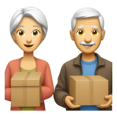 Old couple moving house sticker