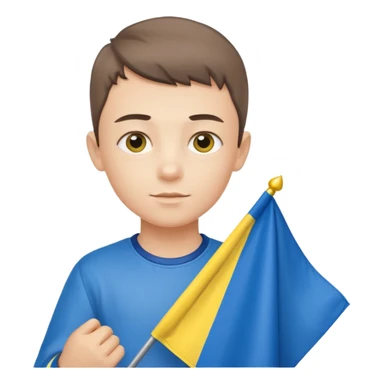 The Ukrainian boy with flag sticker