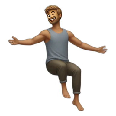 a guy floting in the air in a god pose sticker
