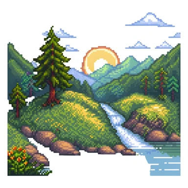 sunny landscape scene sticker