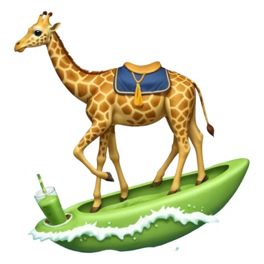 giraffe riding a redbull into a ocean of matcha sticker