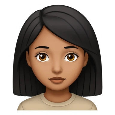 mulher morena de pele marrom, cabelos pretos lisos, expressão neutra sticker