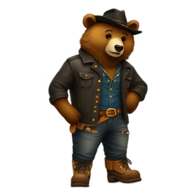 bear wearing santiags sticker