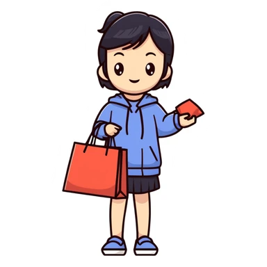 Fashionable Japanese girl with shopping bags sticker