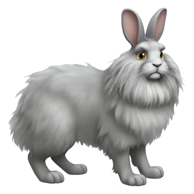 a full body fluffy Grey lionhead rabbit sticker