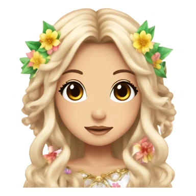 hime gyaru girl, elf princess, flowers in hair sticker