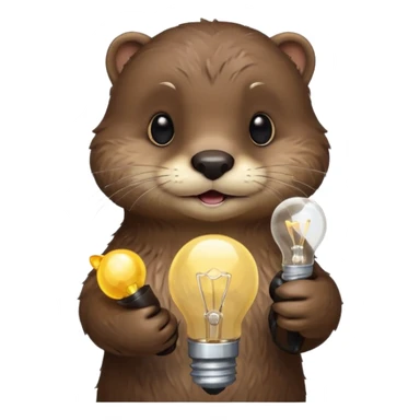 otter holding a lightbulb sticker